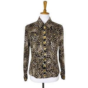 NEW Laura Ashley Leopard Print Jeweled Jacket Medium Petite